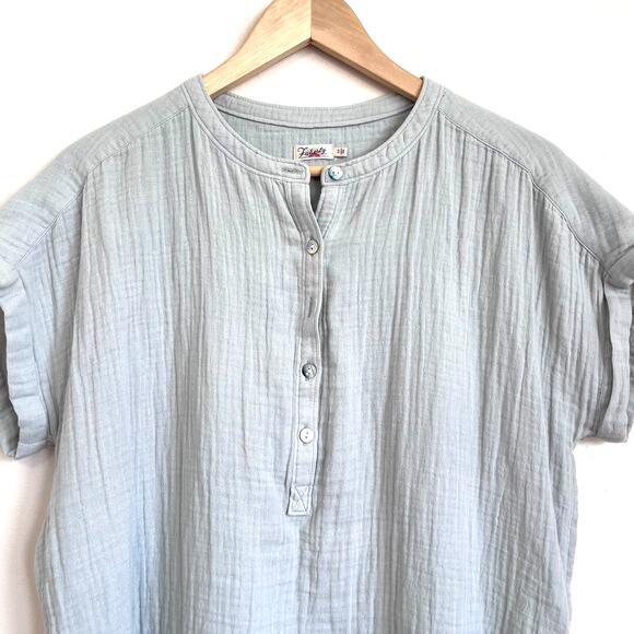 Faherty Dream Cotton Gauze Desmond Blouse Women Shirt Small Green Organic Cotton - Picture 3 of 7